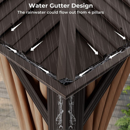 12x12 ft  Aluminium Patio Gazebo with Curtain And Net