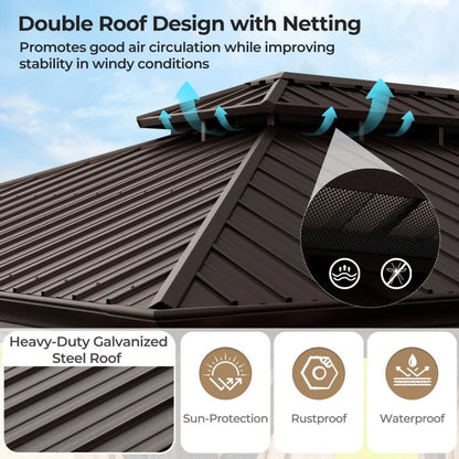 12x12 ft  Aluminium Patio Gazebo with Curtain And Net