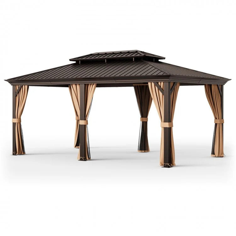 12' x 20' Double-Roof Hardtop Gazebo with Galvanized Steel Roof