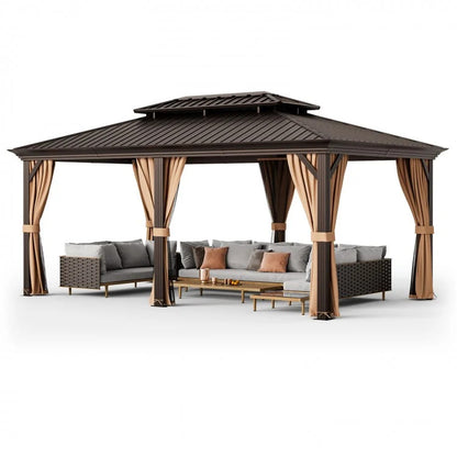 12' x 20' Double-Roof Hardtop Gazebo with Galvanized Steel Roof
