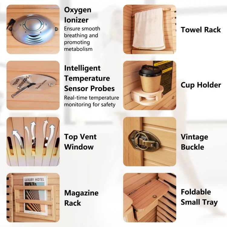 2 People Far Infrared Wooden Sauna Room for Home