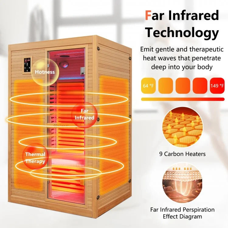 2 People Far Infrared Wooden Sauna Room for Home