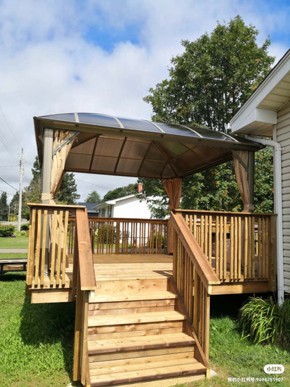 12x12 Feet Patio Hardtop Gazebo with Polycarbonate Roof