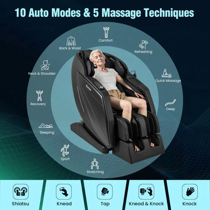 W437WL 4D Full Body Zero Gravity Massage Recliner with Airbags Heater and Foot Rollers