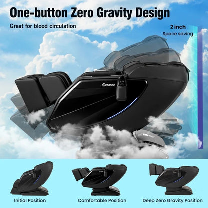 W437WL 4D Full Body Zero Gravity Massage Recliner with Airbags Heater and Foot Rollers