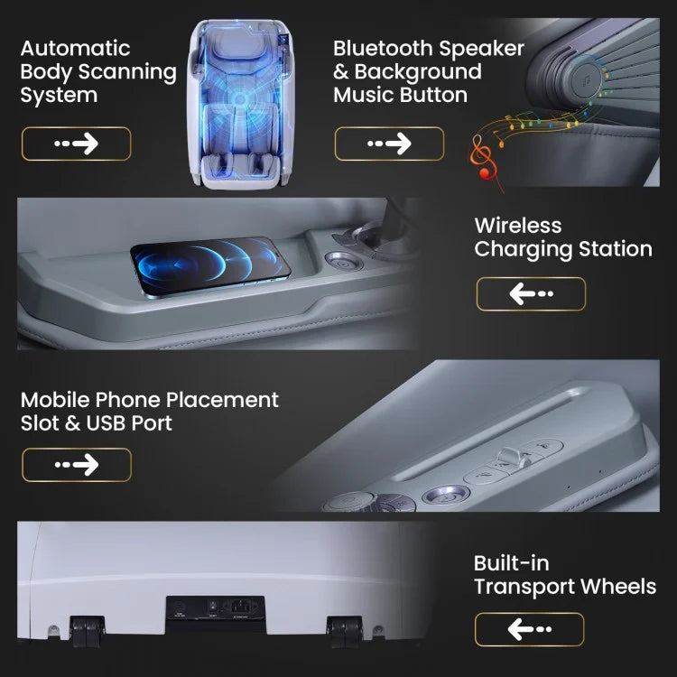 Costway W442WL 2025 New Model Premium 4D Full Body Zero Gravity Massage Recliner with Airbags and Foot Rollers