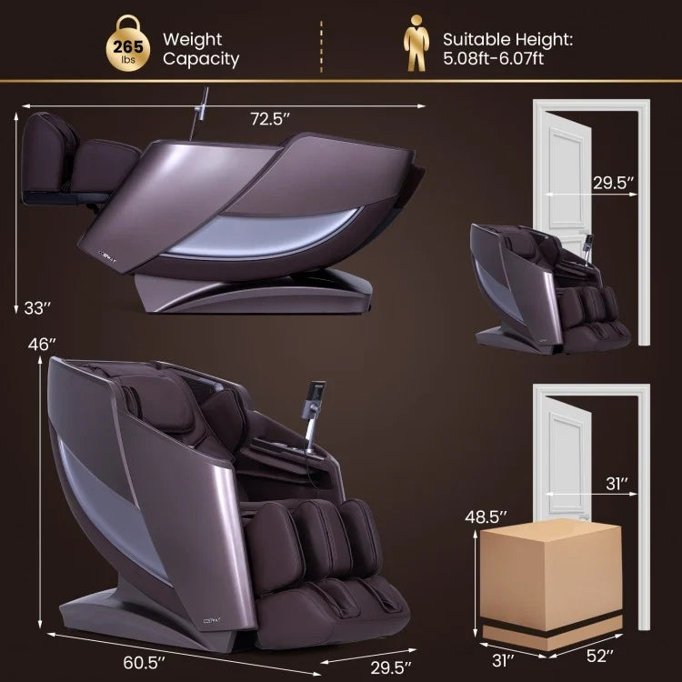 W442WL 2025 New Model Premium 4D Full Body Zero Gravity Massage Recliner with Airbags and Foot Rollers