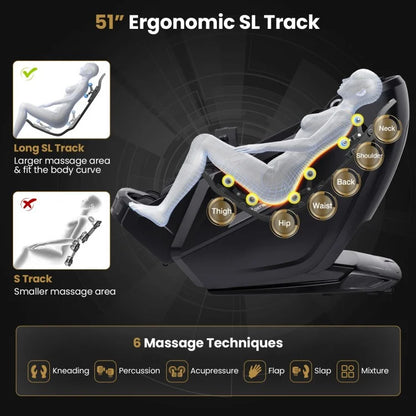 Costway W439WL 2025 New Model Premium 4D Zero Gravity SL Track Massage Recliner with Heater and Airbag Massage