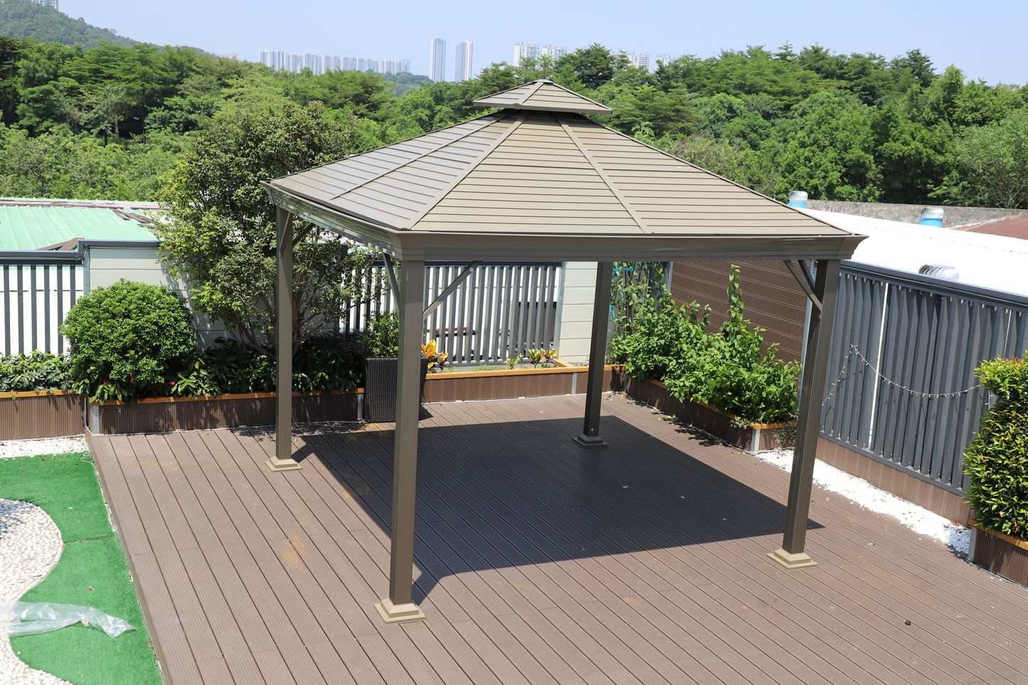 10x10 Feet Patio Hardtop Gazebo with Galvanized Steel Roof