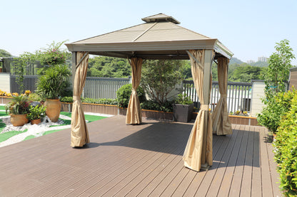 10x10 Feet Patio Hardtop Gazebo with Galvanized Steel Roof
