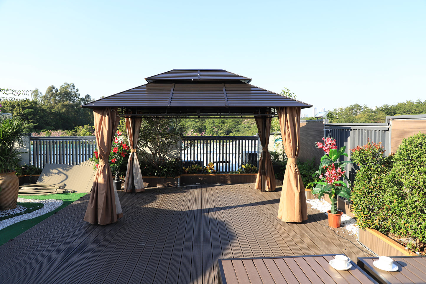 10x13 Feet Patio Hardtop Gazebo with Galvanized Steel Roof