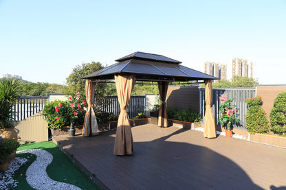 10x13 Feet Patio Hardtop Gazebo with Galvanized Steel Roof