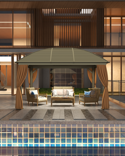 10X13 Feet Patio Hardtop Gazebo with Galvanized Steel Roof