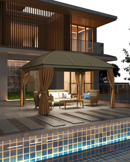 10X13 Feet Patio Hardtop Gazebo with Galvanized Steel Roof