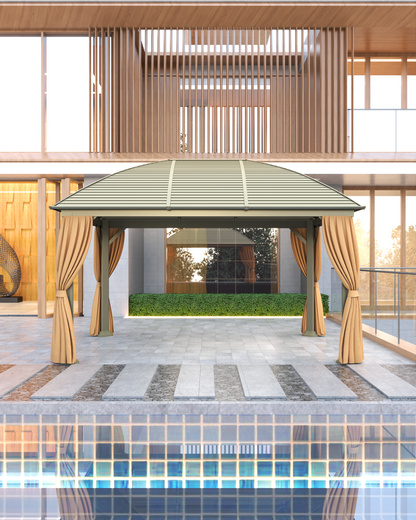 10X13 Feet Patio Hardtop Gazebo with Galvanized Steel Roof