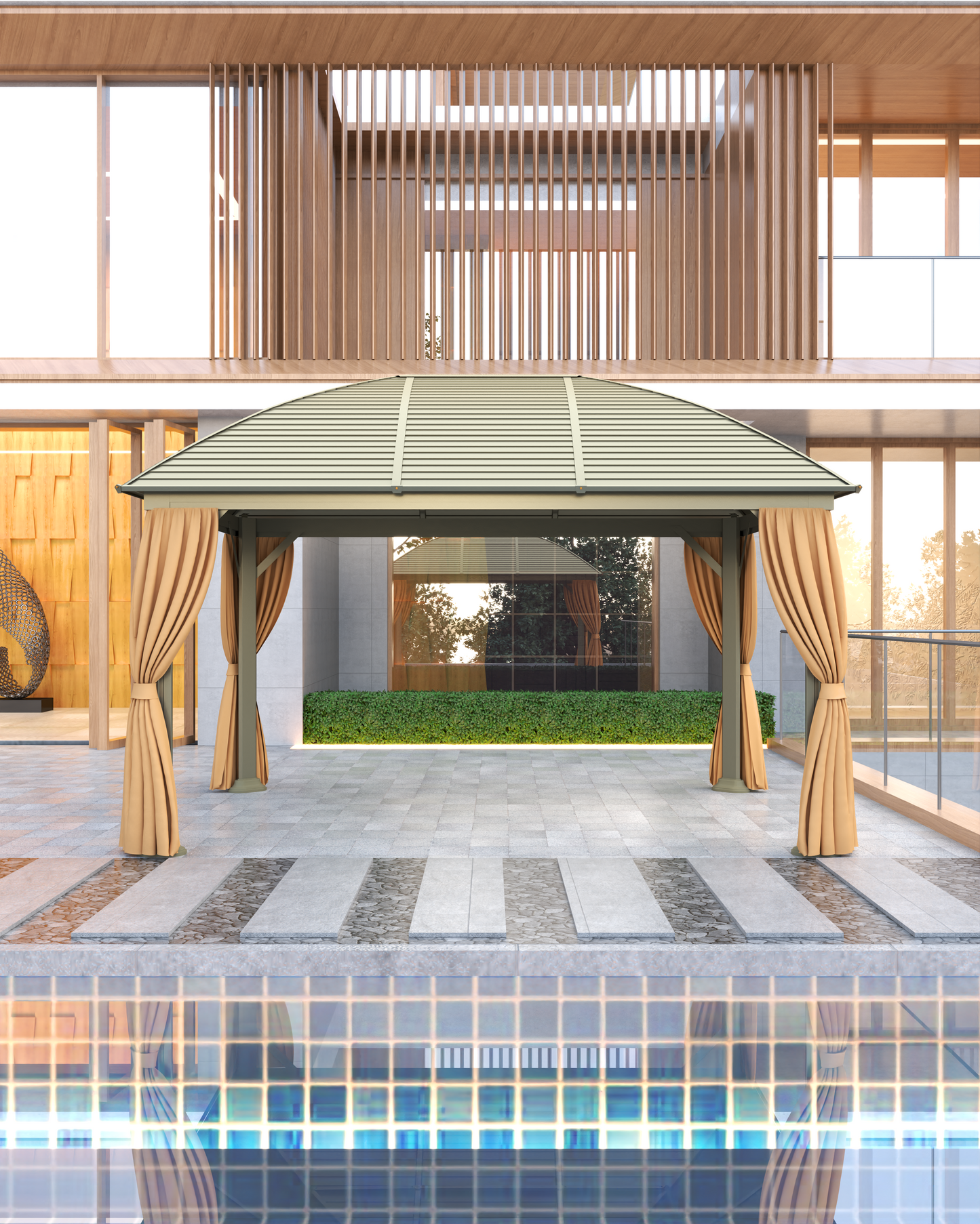 10X13 Feet Patio Hardtop Gazebo with Galvanized Steel Roof