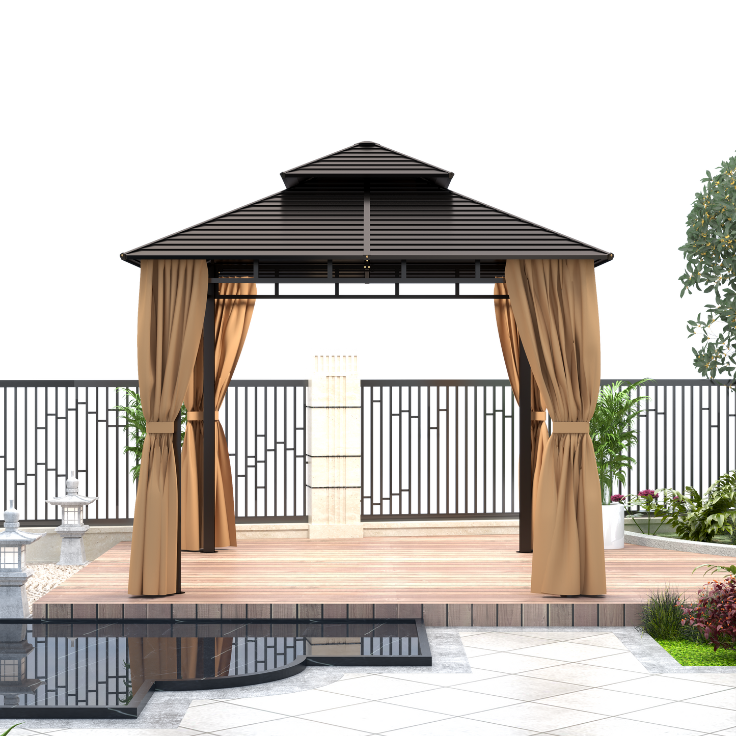 10x10 Feet Patio Hardtop Gazebo with Galvanized Steel Roof