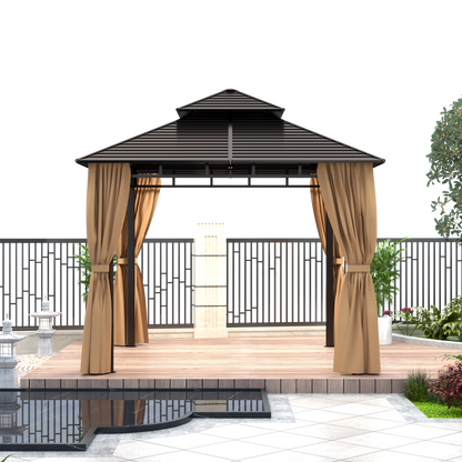 10x10 Feet Patio Hardtop Gazebo with Galvanized Steel Roof