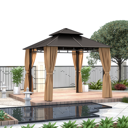 10x10 Feet Patio Hardtop Gazebo with Galvanized Steel Roof