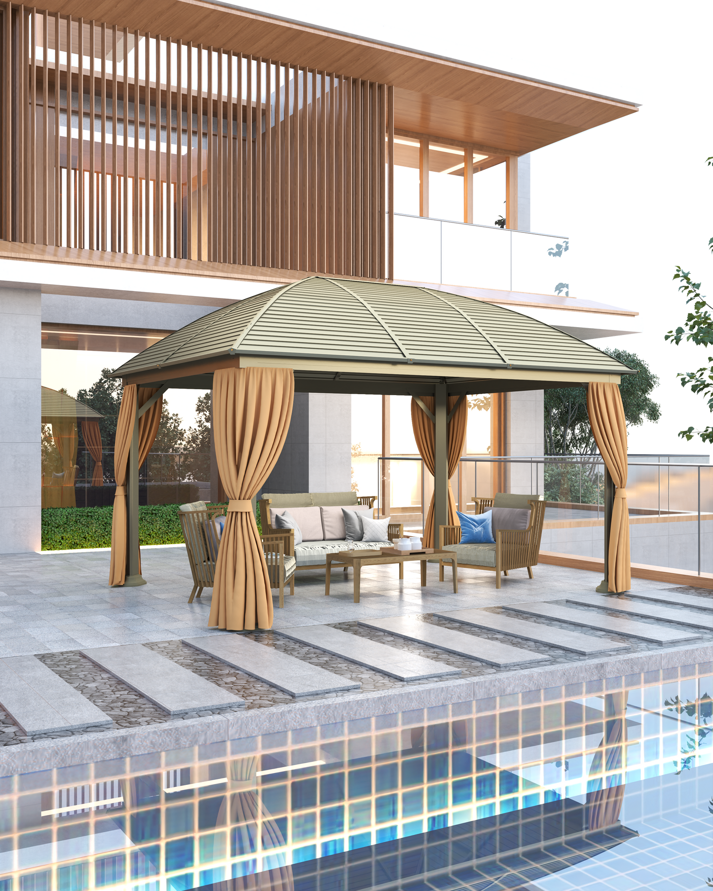 10X13 Feet Patio Hardtop Gazebo with Galvanized Steel Roof