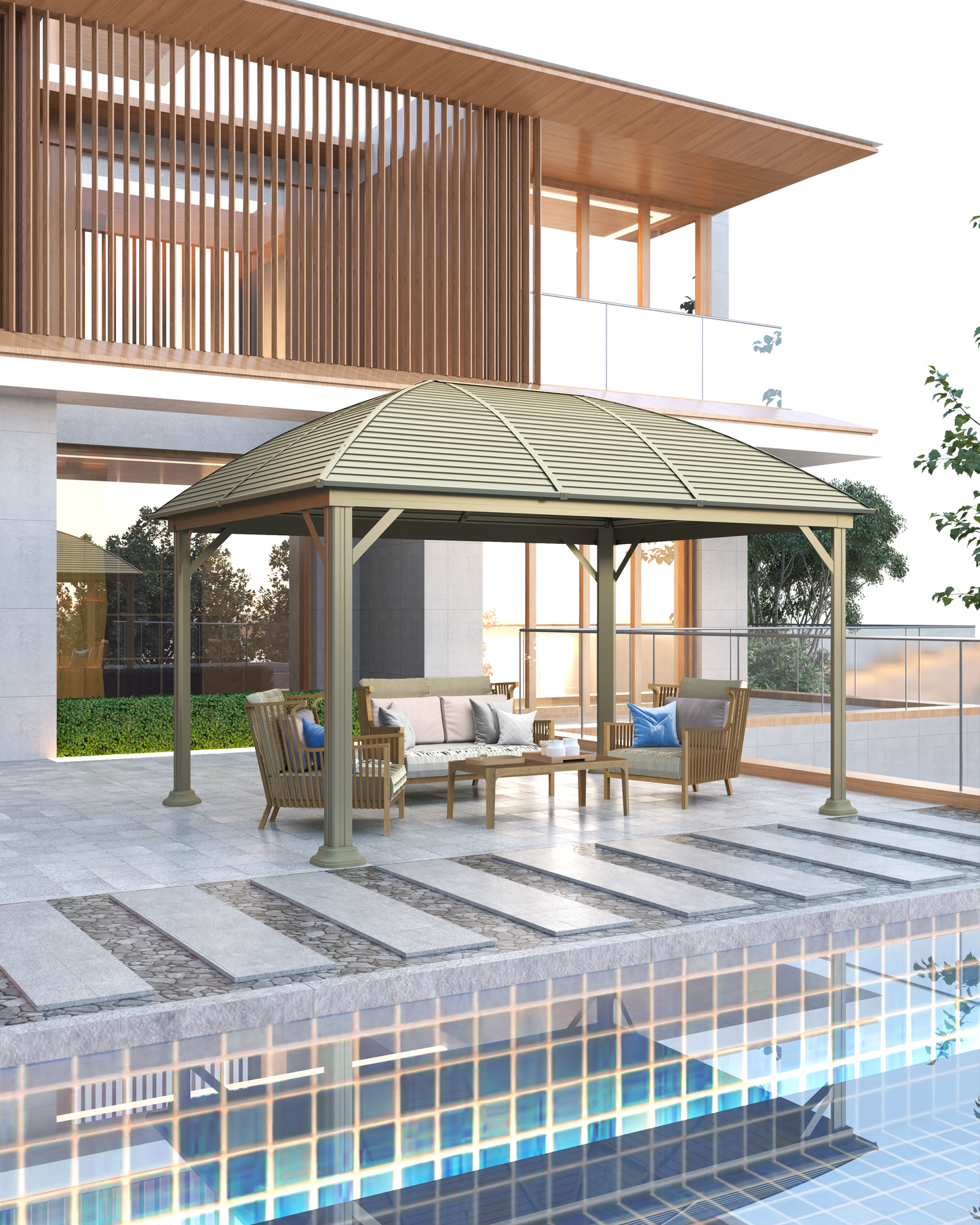 10X13 Feet Patio Hardtop Gazebo with Galvanized Steel Roof