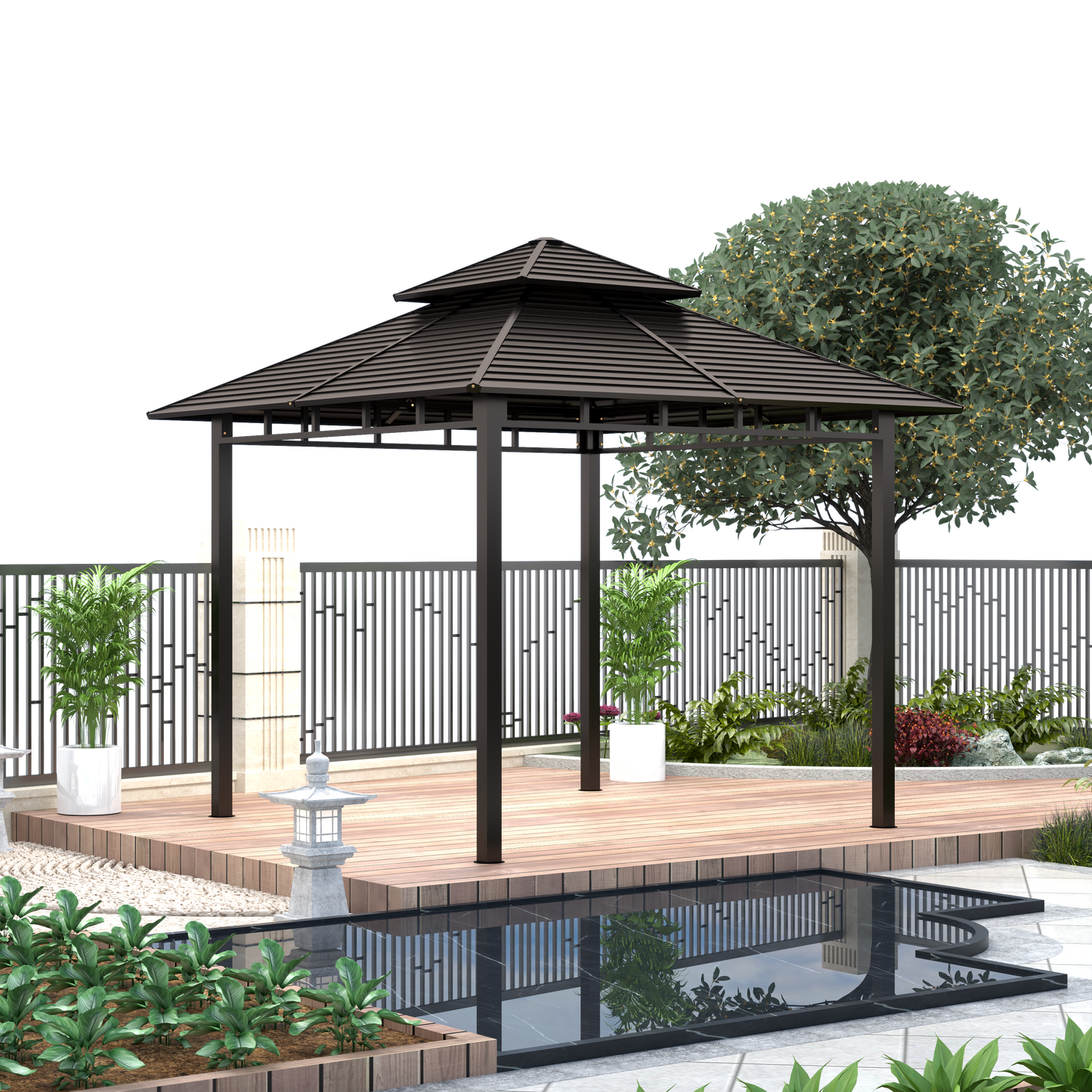 10x10 Feet Patio Hardtop Gazebo with Galvanized Steel Roof