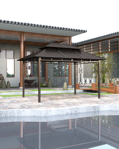 10x13 Feet Patio Hardtop Gazebo with Galvanized Steel Roof