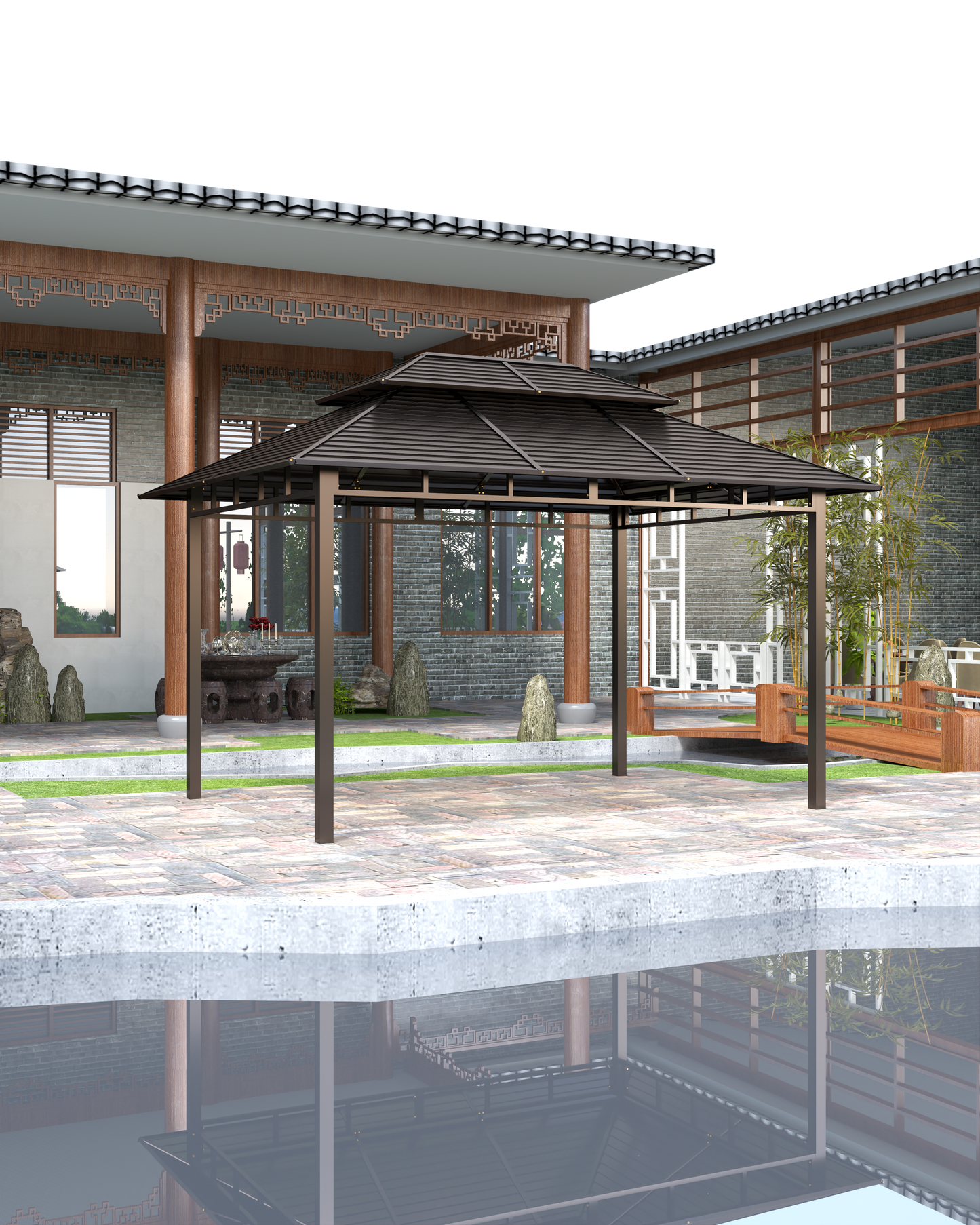 10x13 Feet Patio Hardtop Gazebo with Galvanized Steel Roof