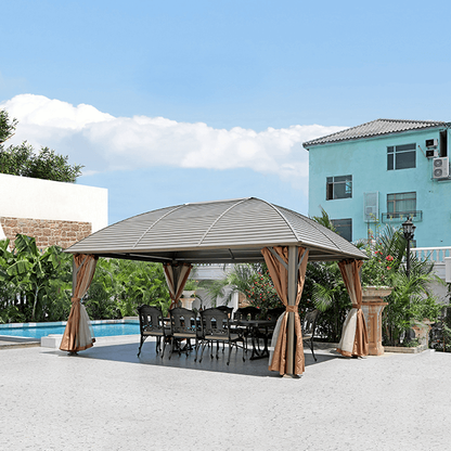 10X13 Feet Patio Hardtop Gazebo with Galvanized Steel Roof