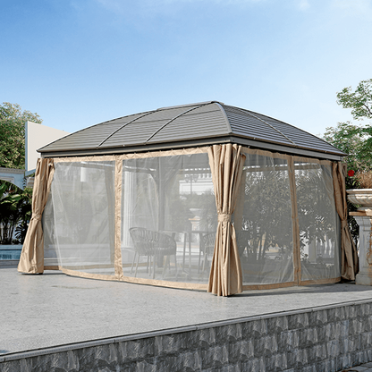 10X13 Feet Patio Hardtop Gazebo with Galvanized Steel Roof