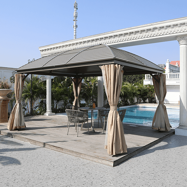 10X13 Feet Patio Hardtop Gazebo with Galvanized Steel Roof