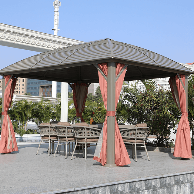 10X13 Feet Patio Hardtop Gazebo with Galvanized Steel Roof