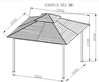 12x12 Feet Patio Hardtop Gazebo with Galvanized Steel Roof