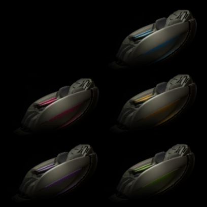 Multiple gaming mice on a black background